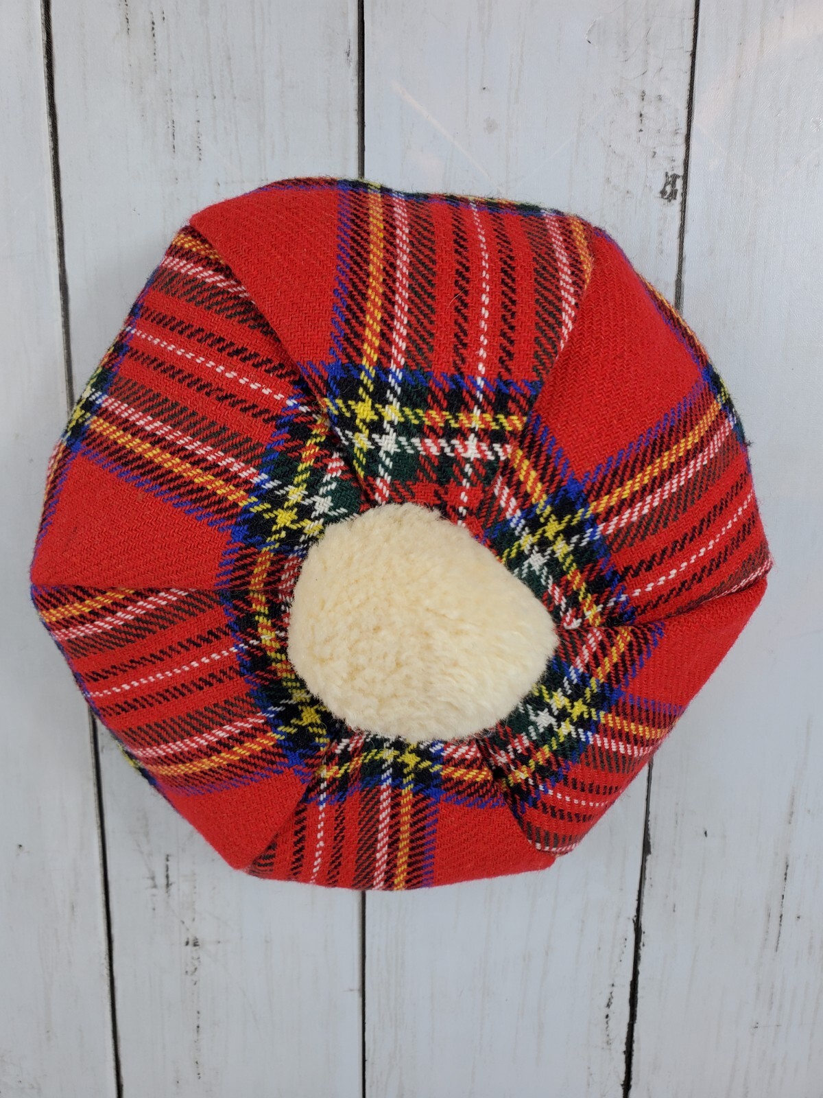 Vintage Scottish Tartan Hat Cap Beret Tam O’ Shanter Made in Great Britain Red