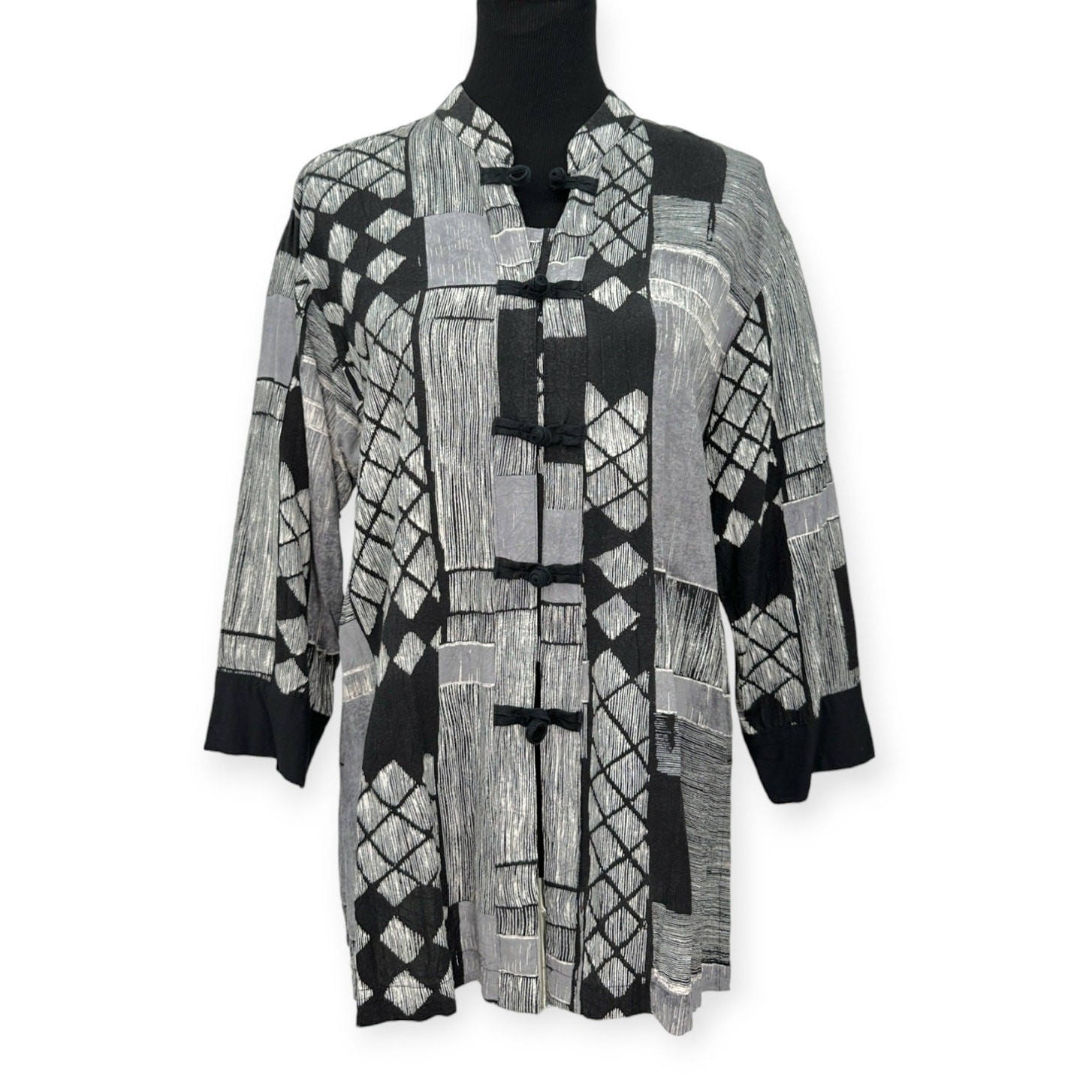Jams World M RARE Vintage W667-NORI Pattern Hawaiian Kimono Tunic Jacket Blazer
