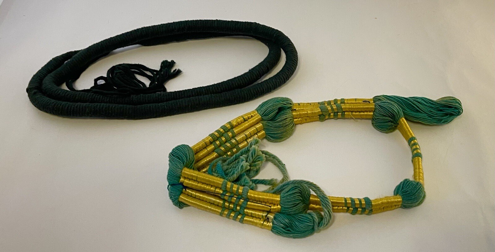 Headband 2 Vintage Headwear Scarf Ropes Dark Green & Yellow Green