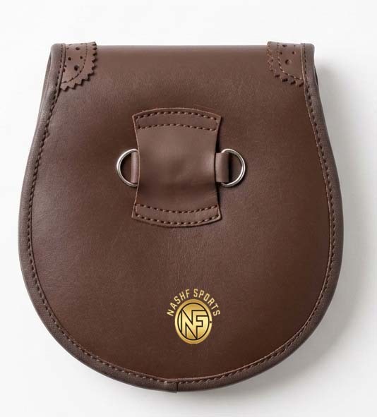 Men’s Scottish Sporran Brown Leather White Fur Highland Kilt Accessory