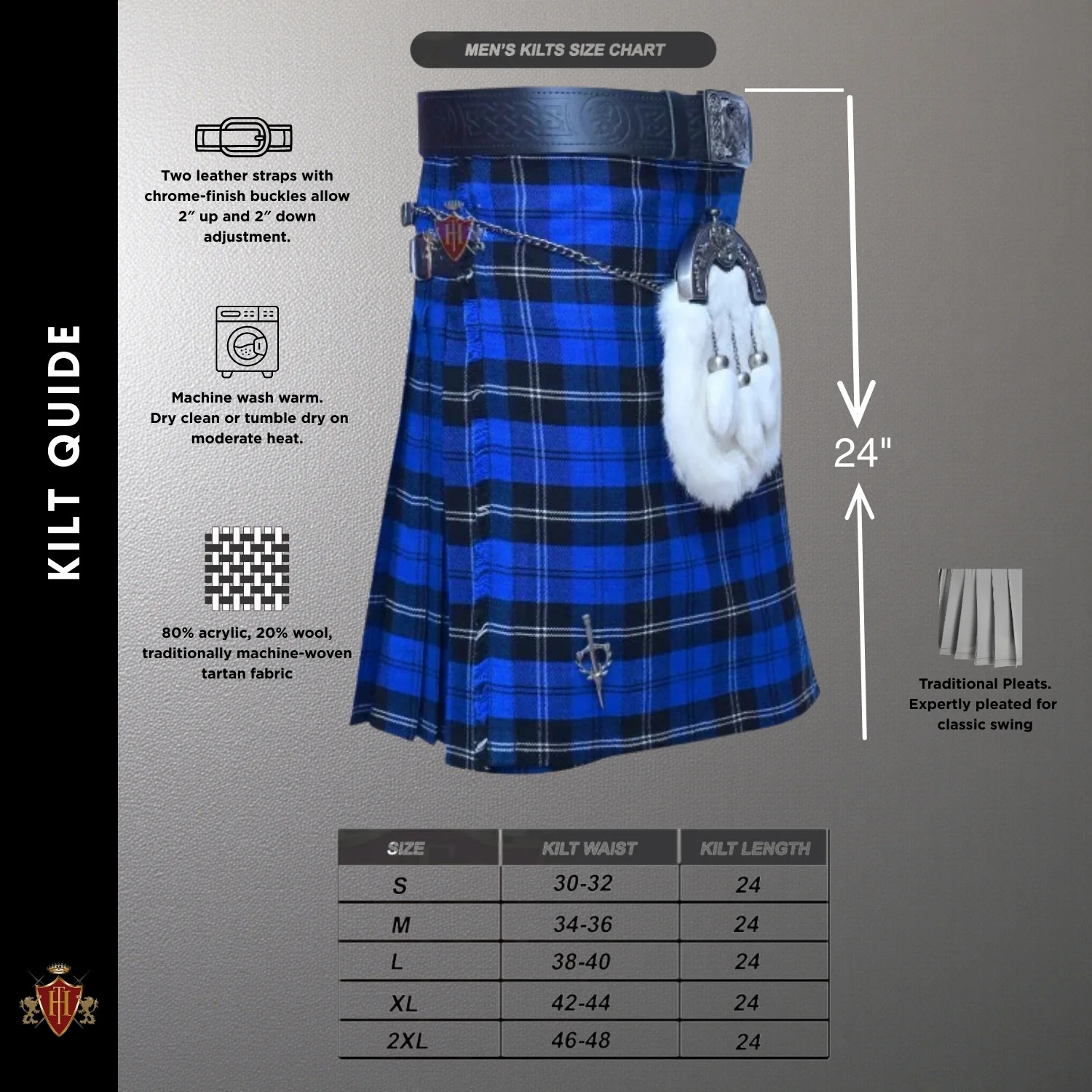 Men’s Ramsey Blue Dark Tartan Kilt