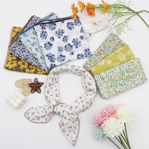 26.7″ X 26.7″ Floral Bandanas for Women Girls, Cotton Womens Big Blue Floral
