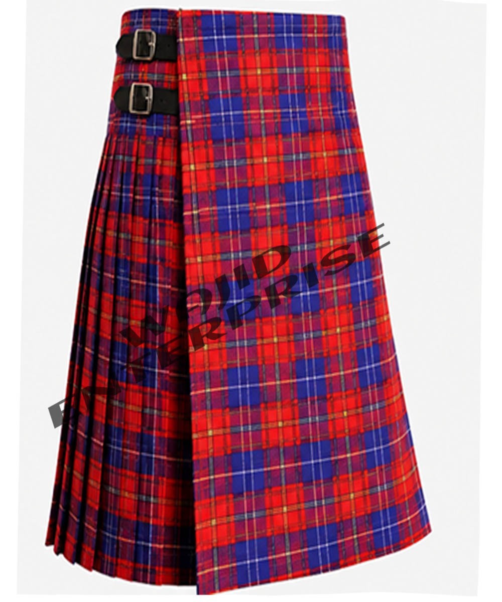 Scottish Handmade Traditional Richardson Tartan 8 Yard kilt 16 Oz For Men’s