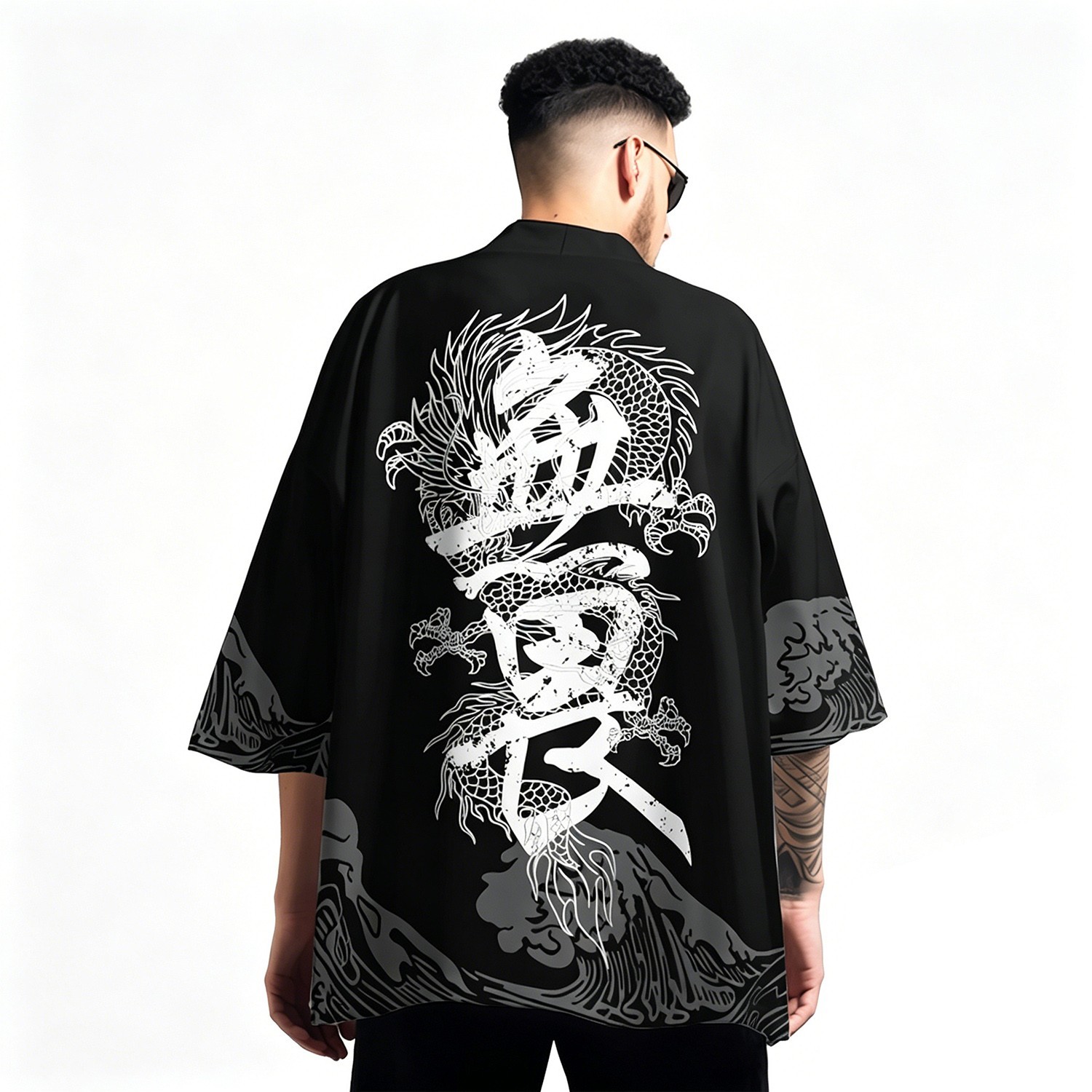 Niepce Men’s Japanese Graphic Lightweight No Fear Kimono Cardigan Shirt Top