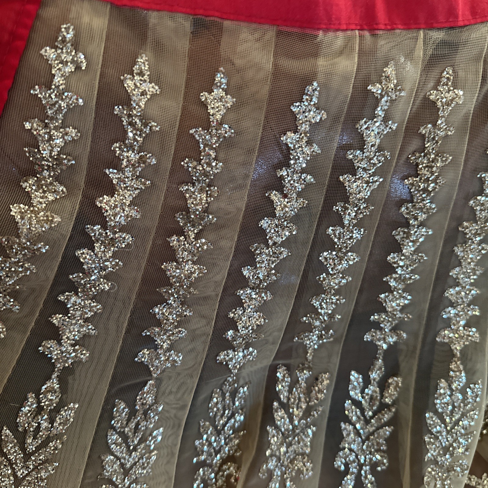 Beautiful Handmade Stamped Rekha Red & Gold Saree With Intricate Embroidery