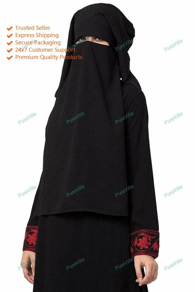 Mushkiya Free Black Naqaab for All Abaya Or Burka for Women And Girl