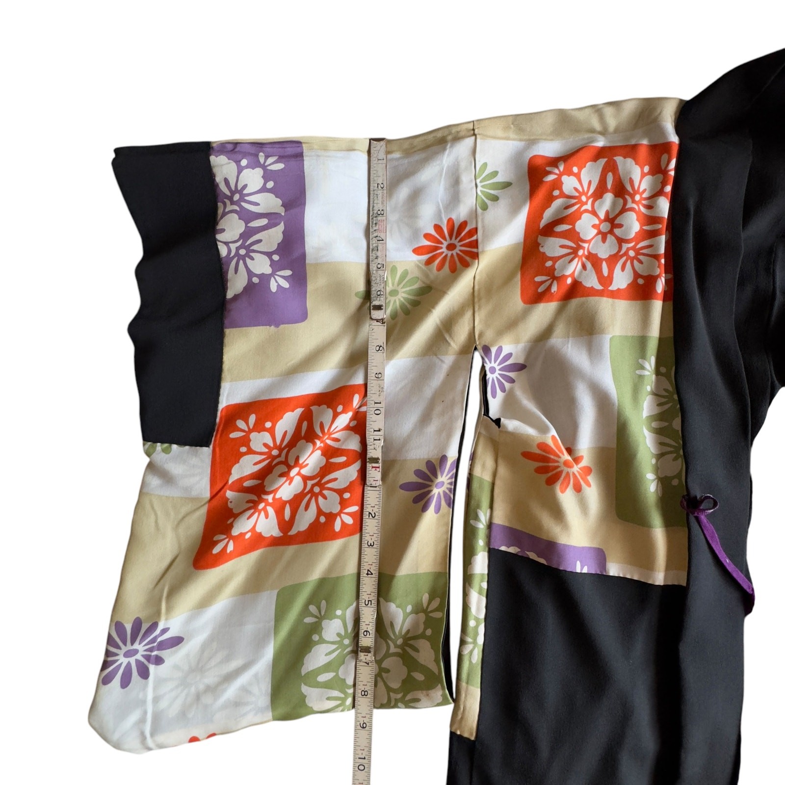 Vintage Reversible Japanese Kimono Silk Floral Print Hand Stitched Haori Nukui