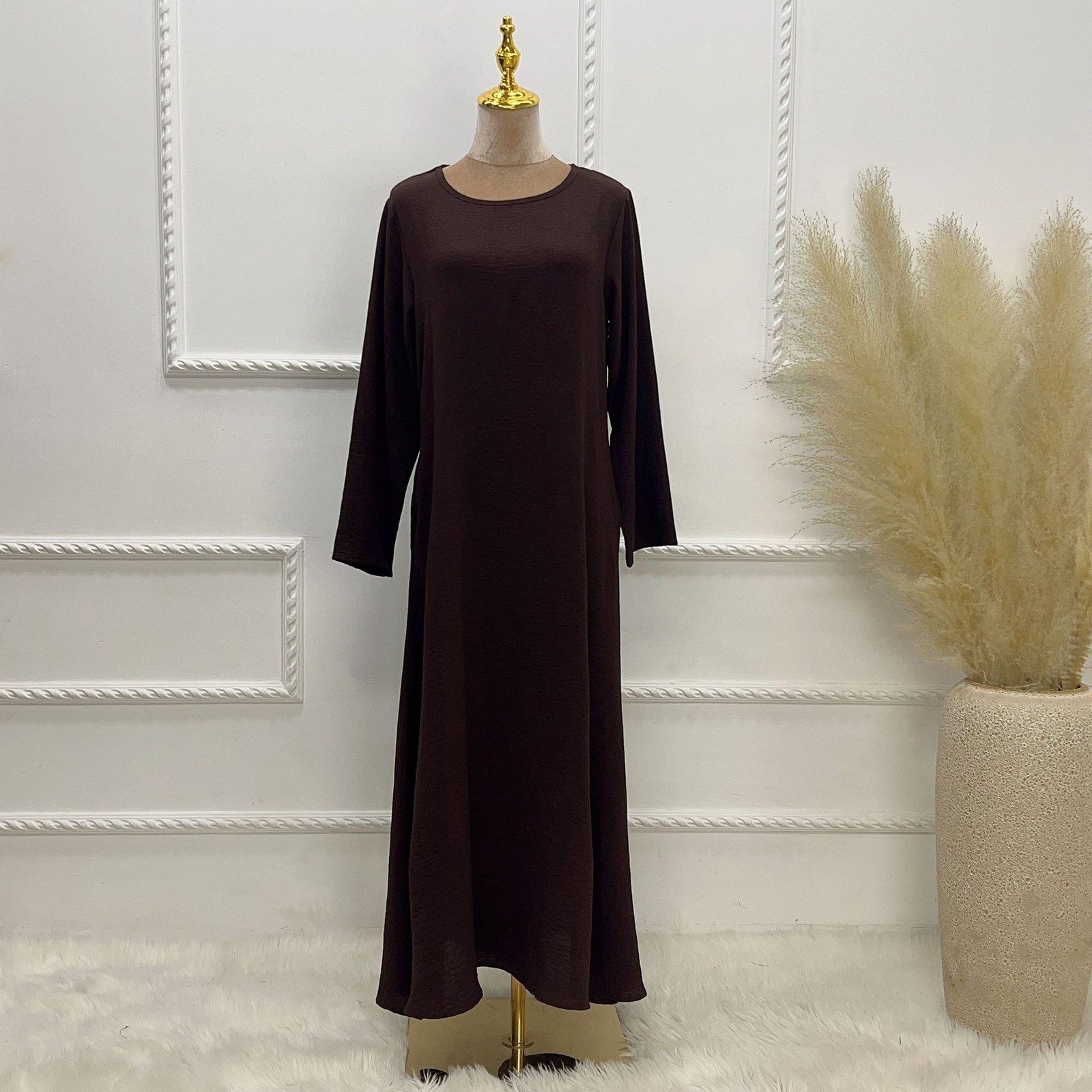 Dubai Women Open Abaya With Hijab Elegant Loose Cardigan Solid Color Inner Dress