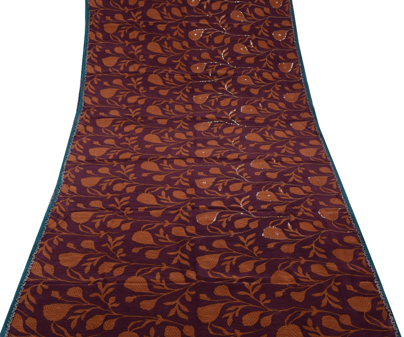 Sushila Vintage Purple Saree 100% Pure Silk Printed Floral Sari Craft Fabric