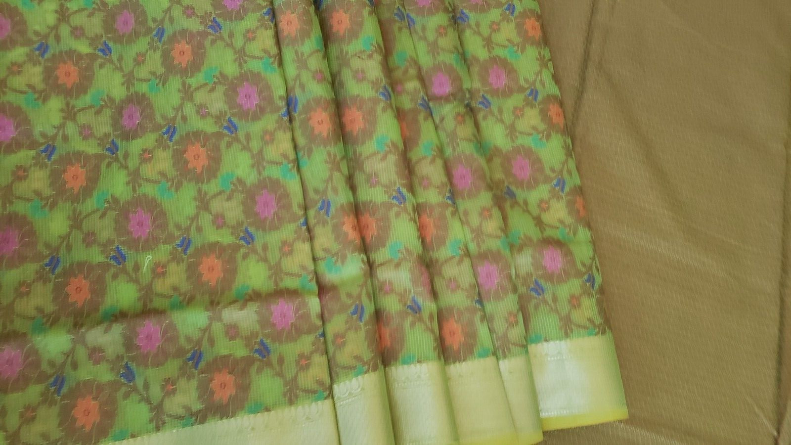 Jute Banarasi Saree Brocade Blouse & Pallu Zari Border Bollywood Party Wear