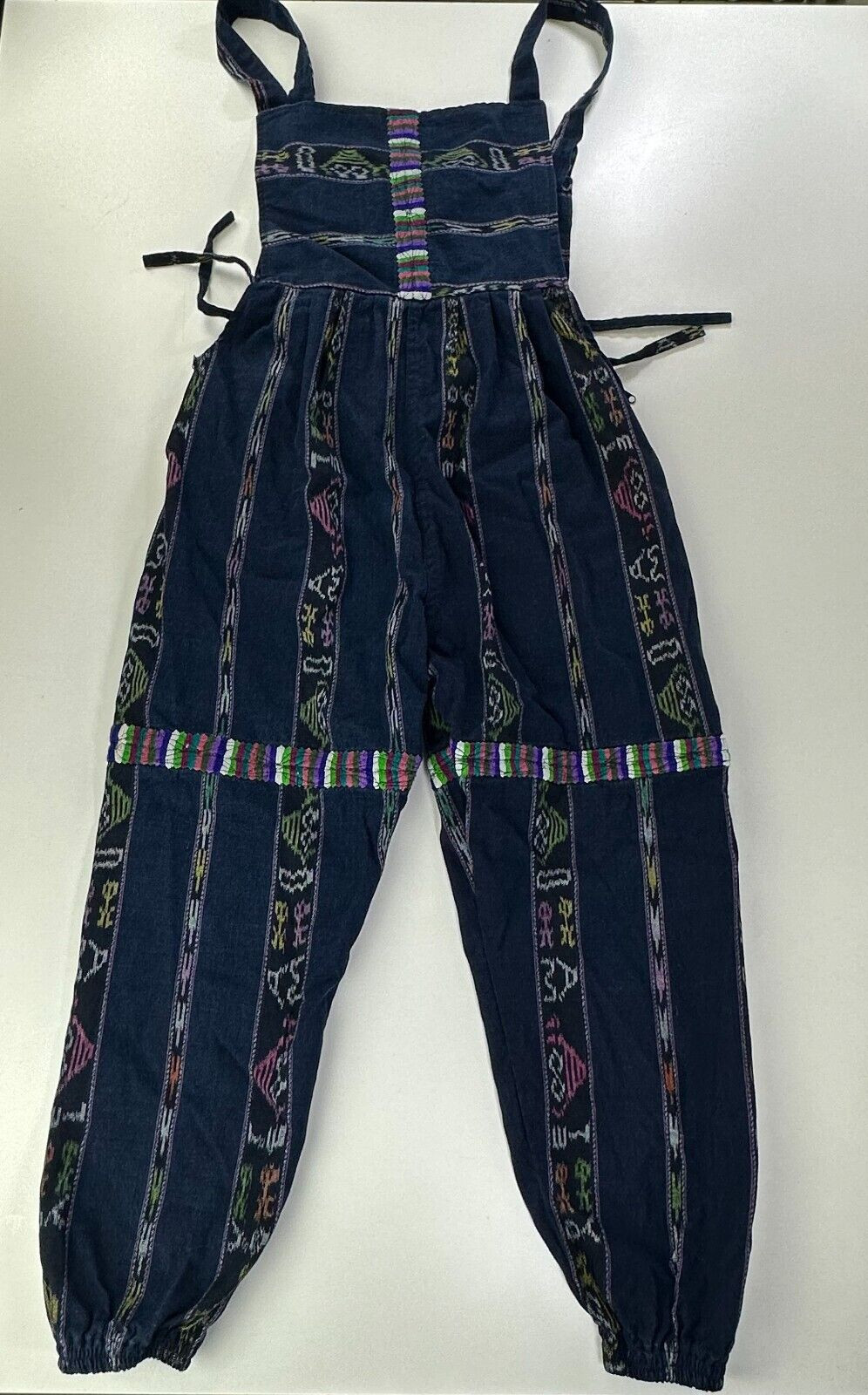 Vtg Romper Womens Small Huipil Embroider Floral Overalls Jumper Jumpsuit Boho