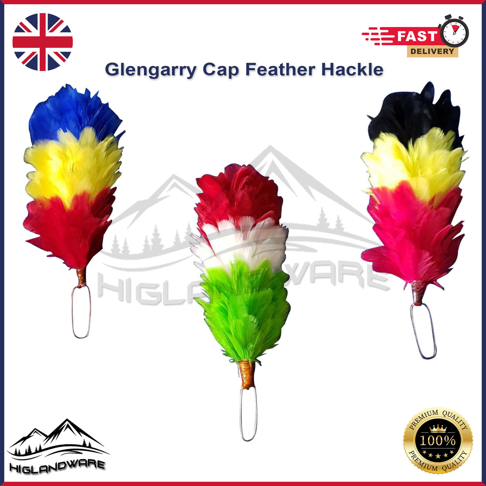 Scottish Glengarry Cap Feather Plume Hackles Army Cadets Balmoral Hat Hackle 6″