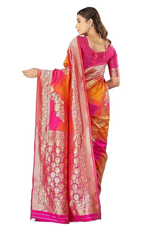 Most Trendy Woven Banarasi Silk Design Jacquard Saree with Blouse Piece