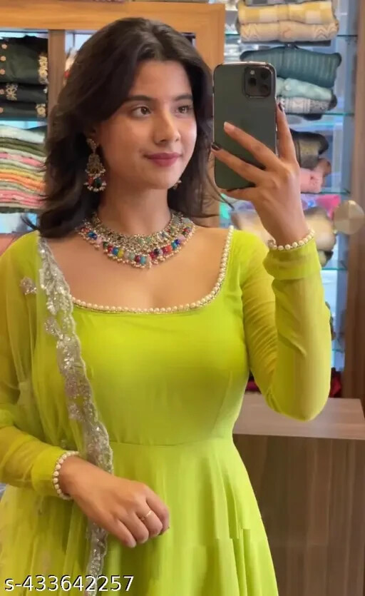 Bollywood Pakistani Anarkali Kurta Frock Suit with Dupatta Designer Women Kurti