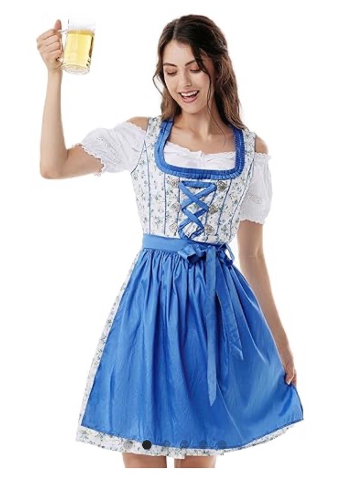 Oktoberfest Bavarian German Beer Festival Dirndl Cosplay SM 3 PC Premium Dress