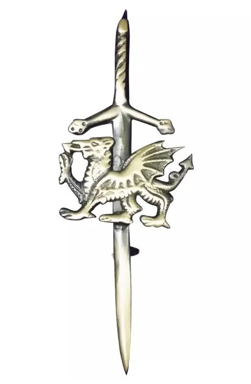 CC Welsh Dragon Kilt Pin 4″ Antique Finish/Dragon Welsh Emblem Kilt Brooch Pins