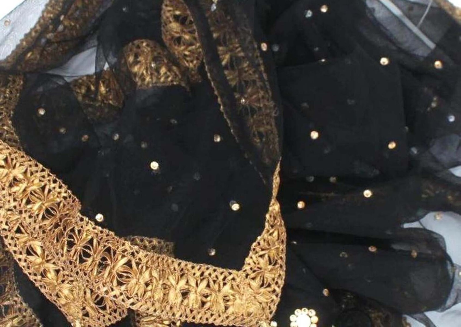 Indian Bollywood Mirror Work Net Black Dupatta,Scarf,Shwal,Chunni Wedding Women