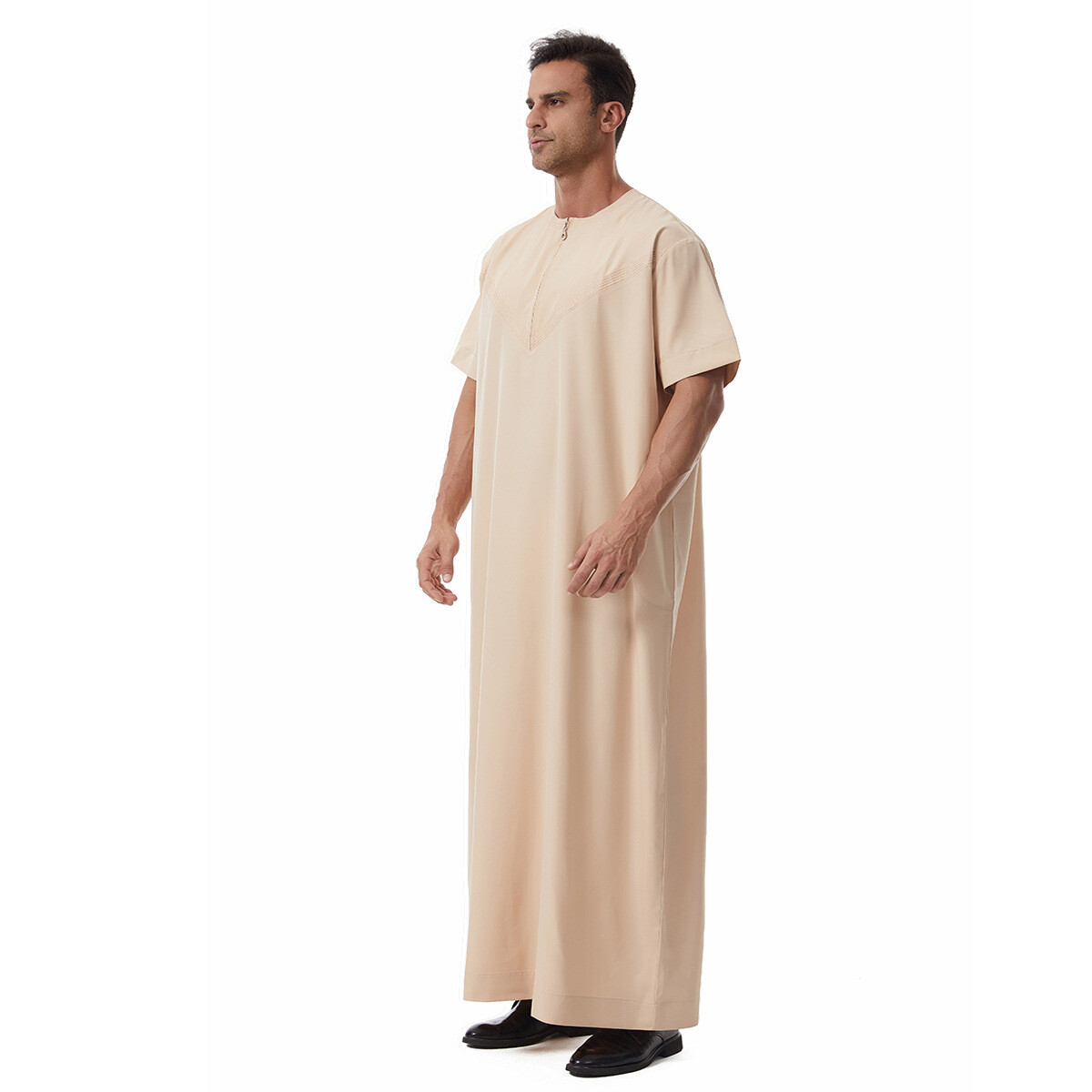 Men Thobe Jubba Thoub Muslim Men Short Sleeve Kaftan Saudi Arab Thoub Dishdasha