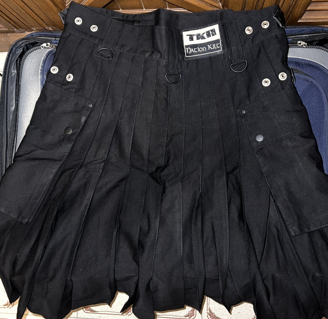 TKN Nation Black Utility Kilt – Size 34, Length 24” Utilikilt