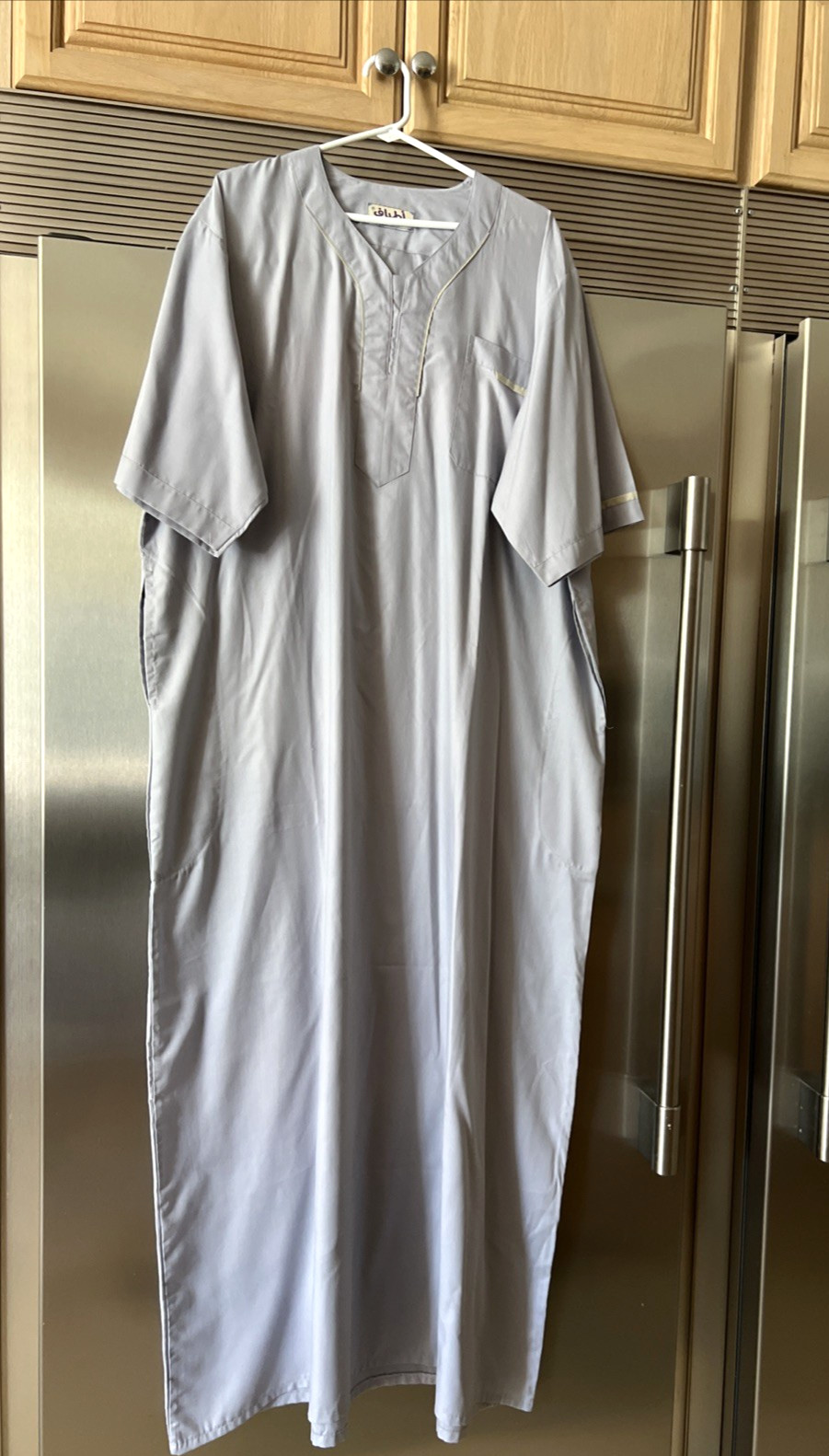 MIDDLE EASTERN MENS THOBE / DJELLABA / CAFTAN PlusXL HEATHER GRAY POCKETS V NECK