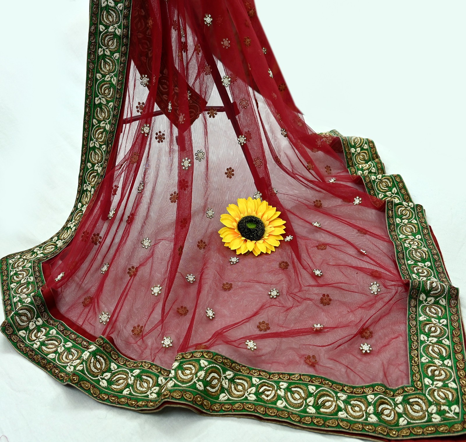 Heavy Pure Chanderi /Net Hand Embroidered Lehenga 3pcs Set Designer Sabyasachi