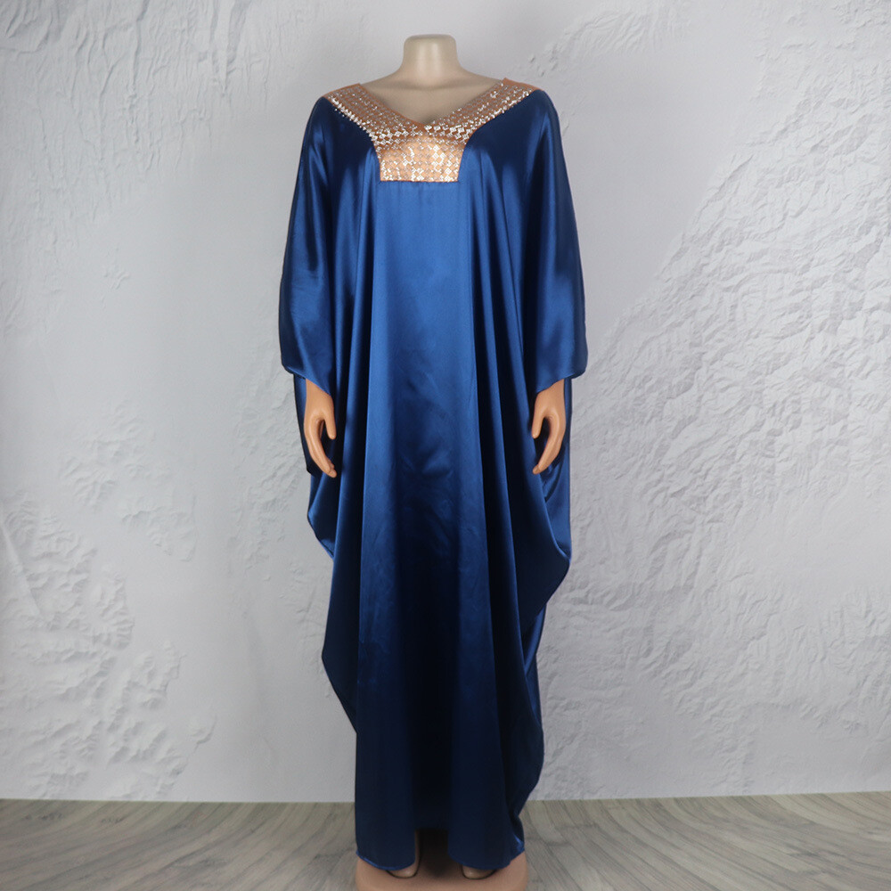 2024 Summer Women Bat Sleeve Boubou Robe Ankara Party Gown African Clothes