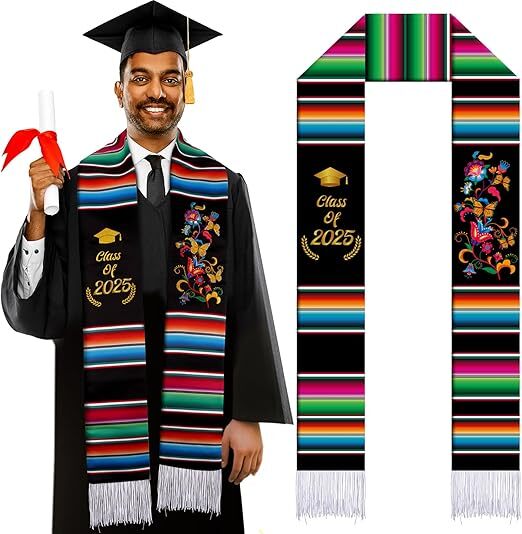 Class of 2025 Mexican Graduation Stole Gift 72” Hispanic Embroidery Mexican Gra