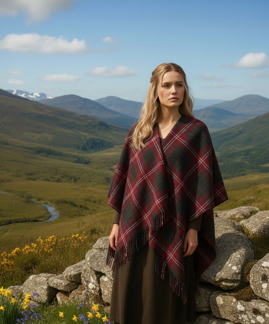 Women’s Scottish Tartan Ruana Shawl Handmade Winter Cloak Poncho in 50+ Tartans