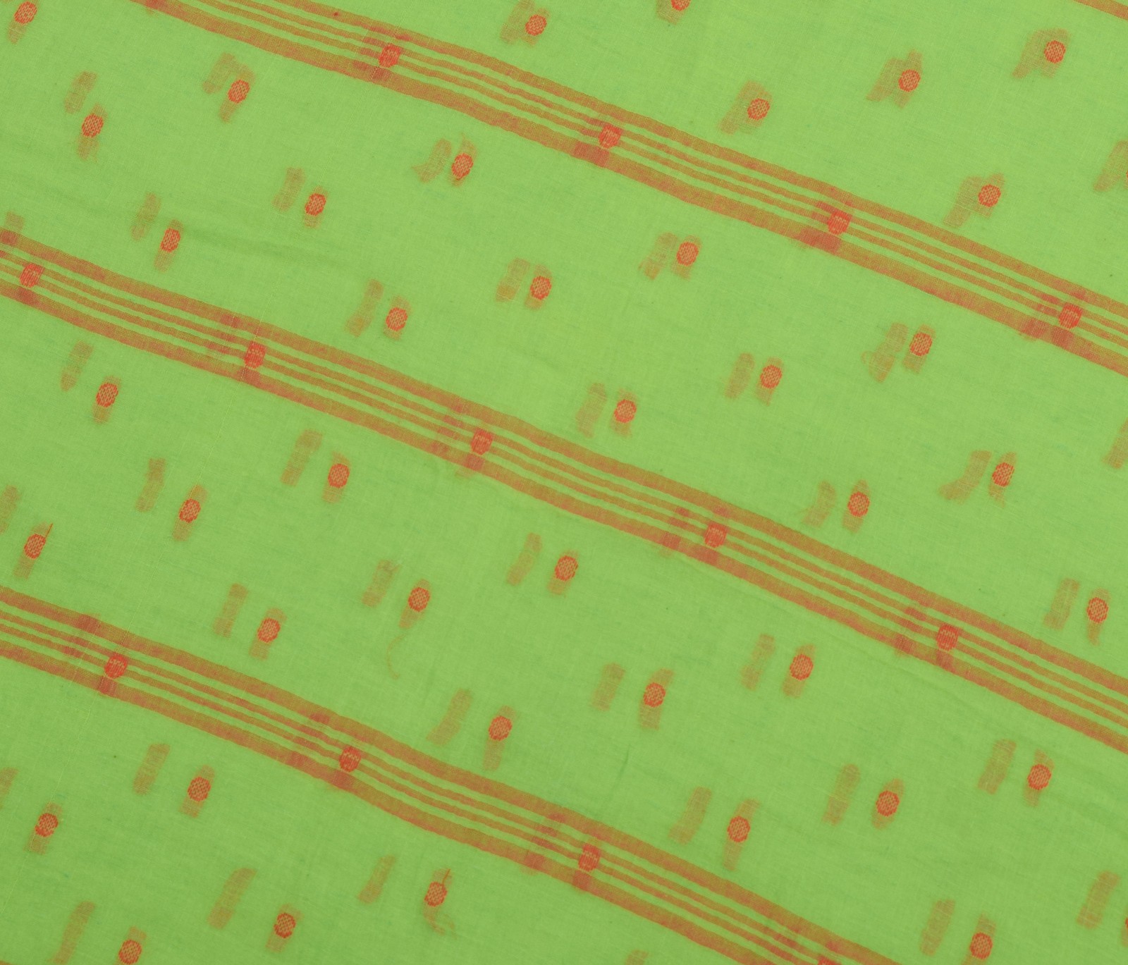 Sushila Vintage Parrot Green Saree 100% Pure Cotton Tant Woven Soft Sari Fabric