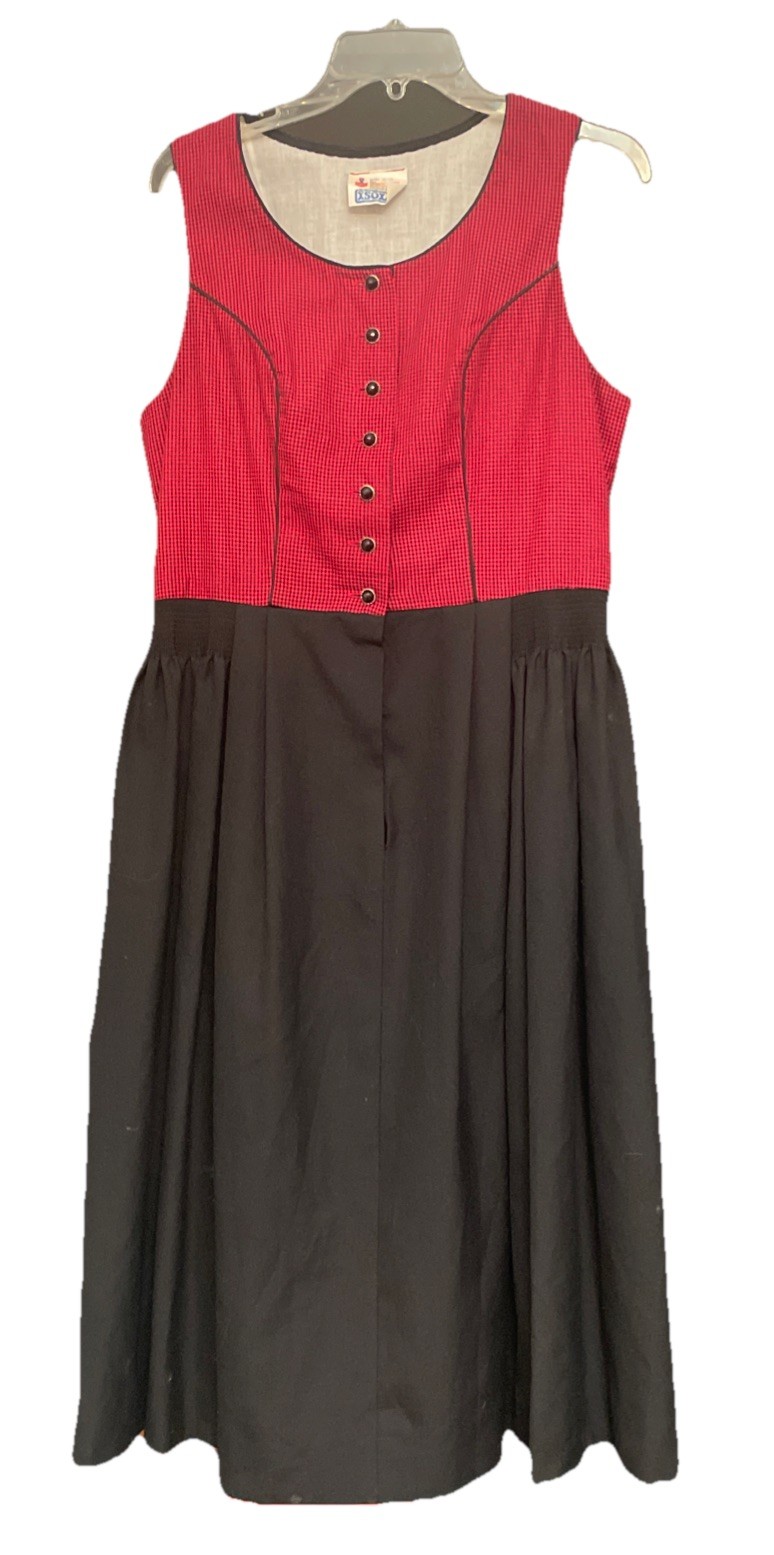 VTG 60s Isola Austrian Dirndl TrachtenCouture BlackFlare/ ElasticPockets Sz42
