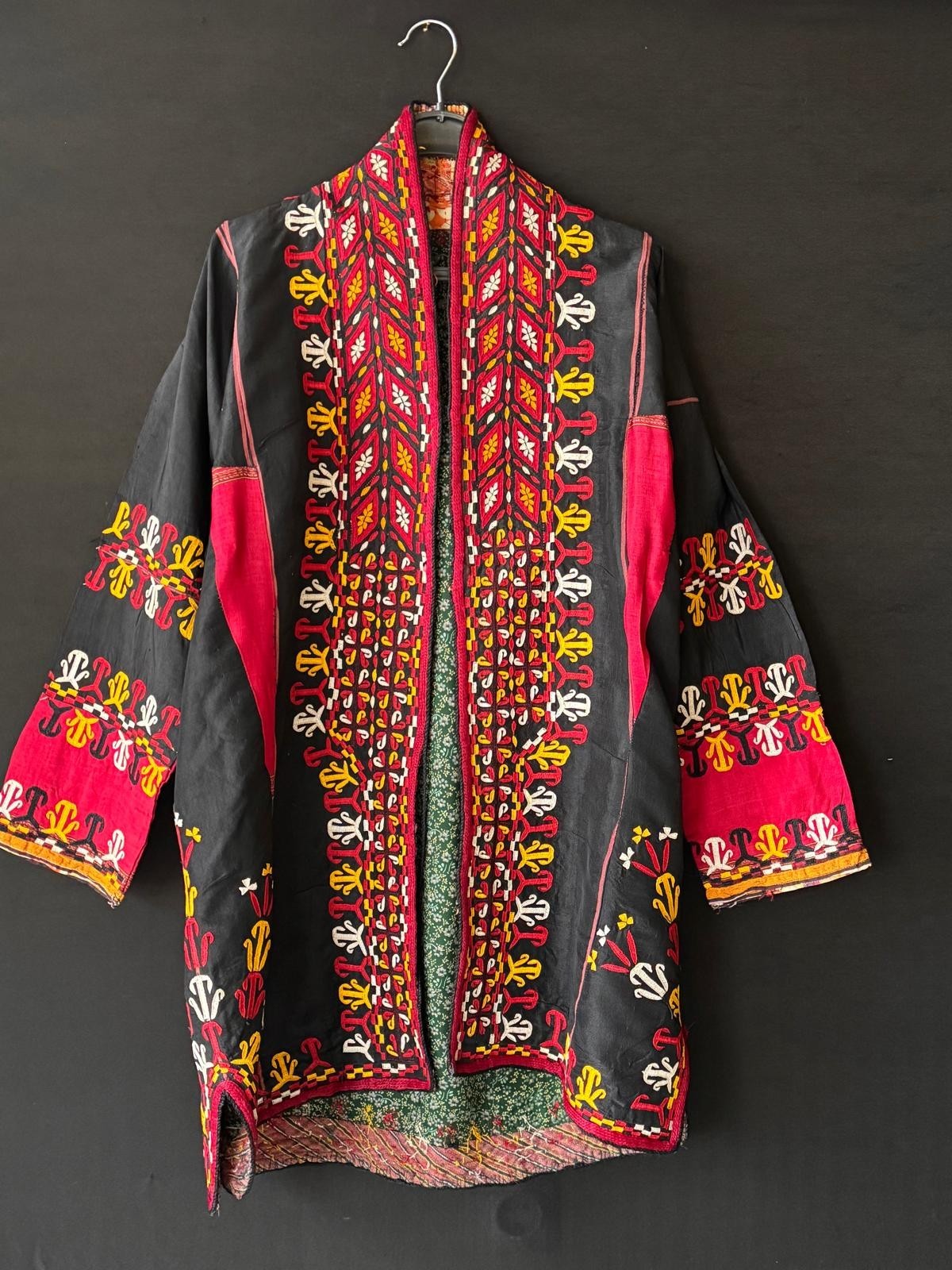 Turkmen Silk Embroidered Coat and Chapan, Antique Kaftan, Kimono, Kaftan Dress