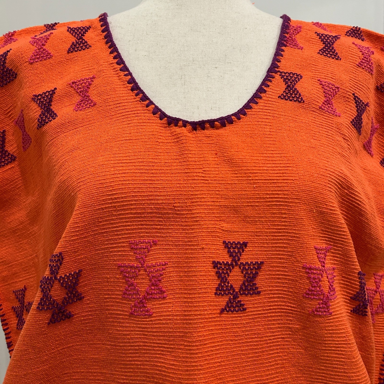 San Juan Colorado Huipil Mexican Kaftan made on backstrap loom.