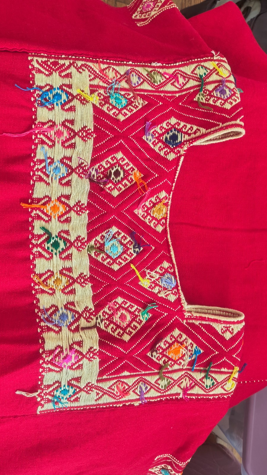 Huipil Dress Mayan Handwoven Backstrap Loom Chiapas Mexico Red