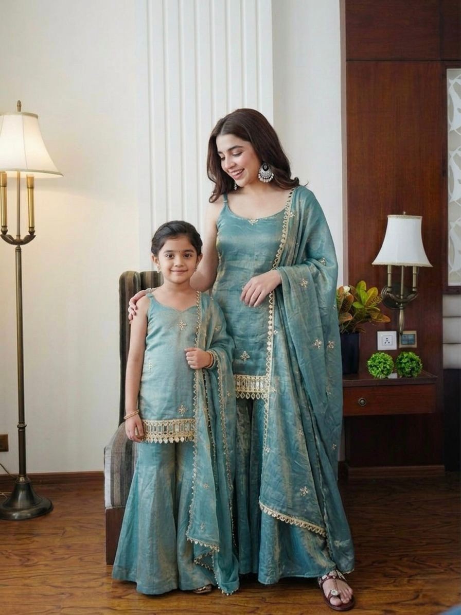 Mom daughter mother kids sharara suit plazzo suit pakistani indian ethnic eid