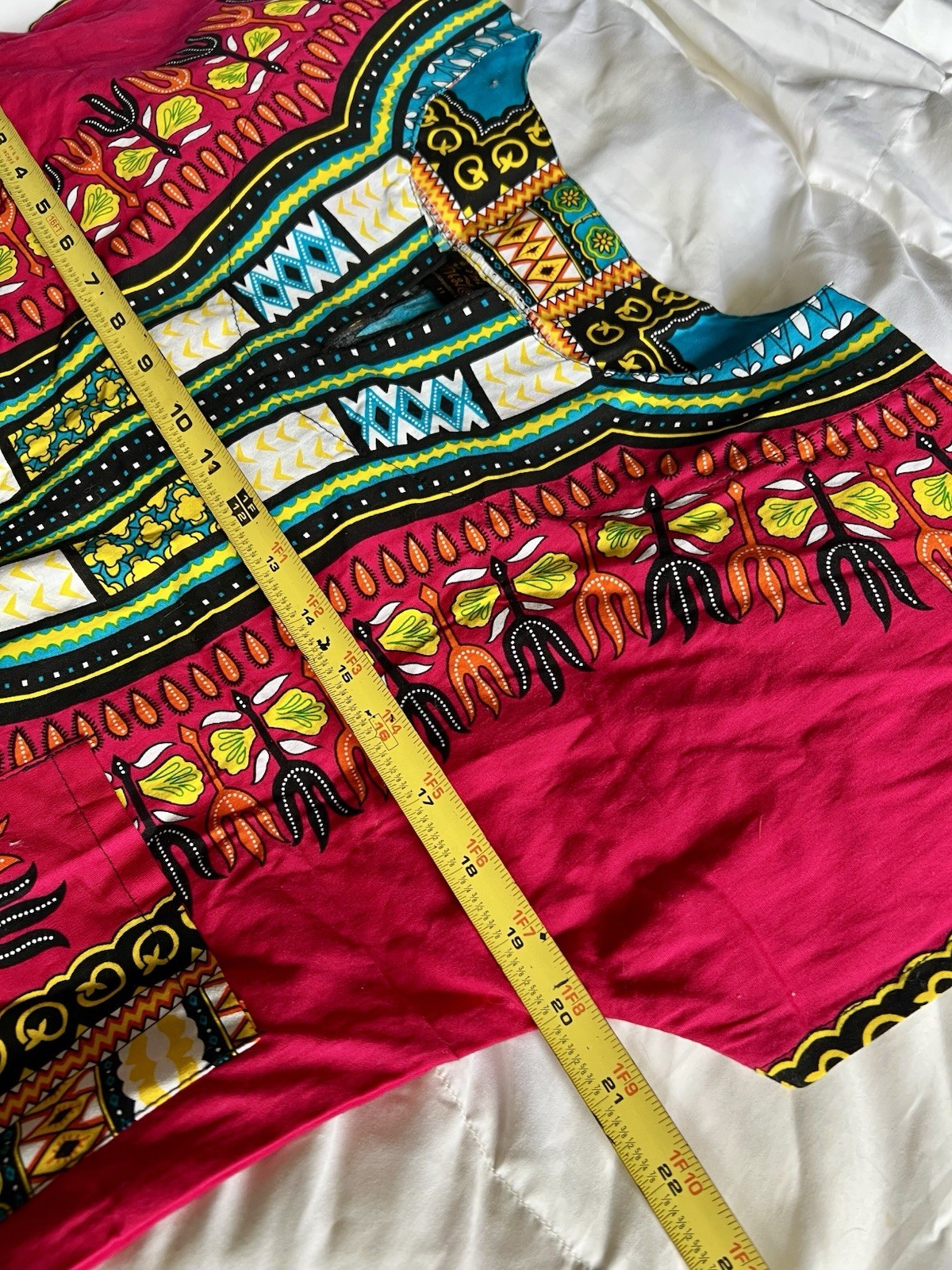🩷HOT PINK African RaanPahDashiki Poncho Top Fringe Festival Boho Hippie Unisex