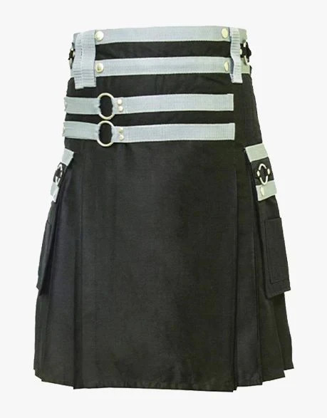 Men’s Scottish Elegant Black Utility Kit with White Nylons