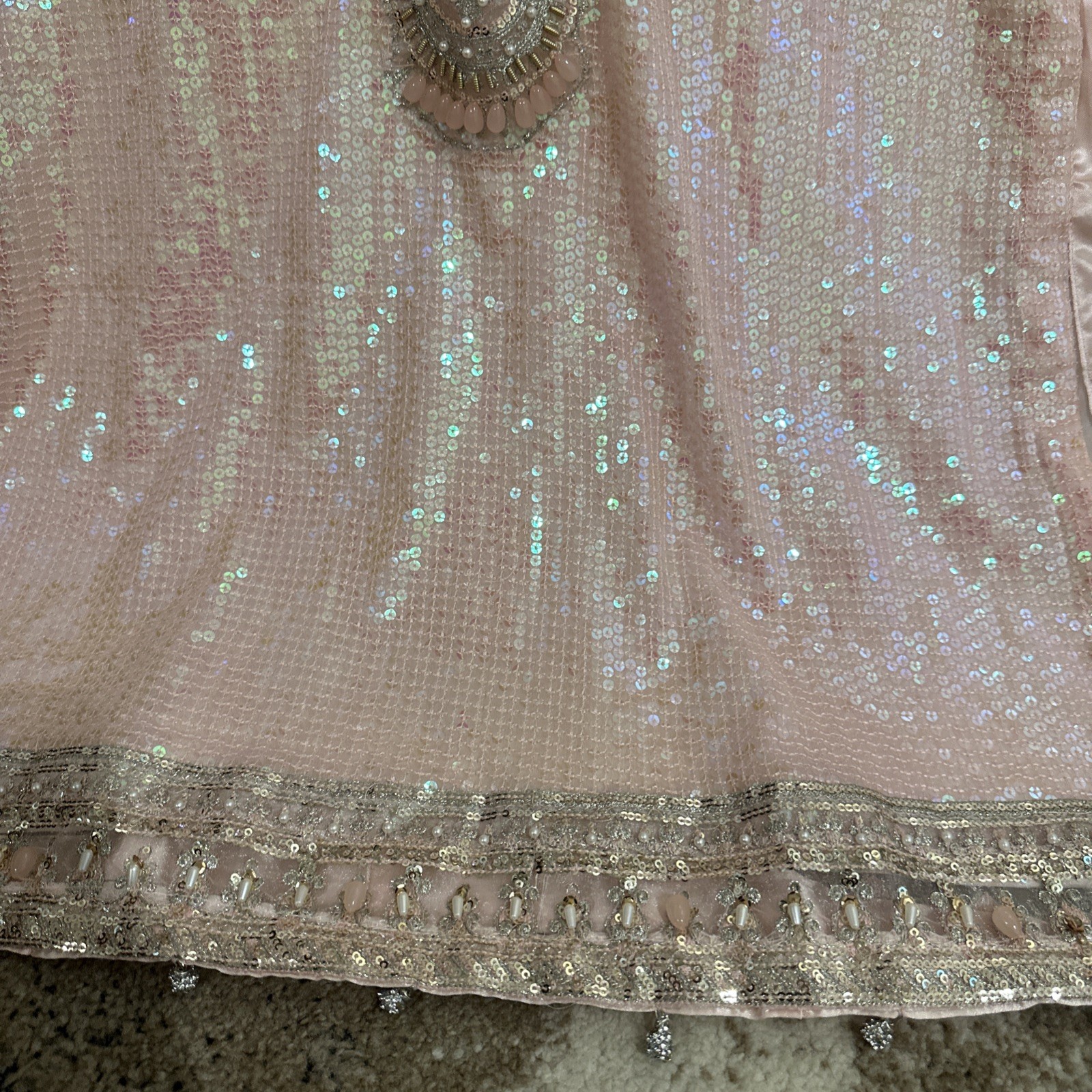 Pakistani Chiffon Embroidered Dress Bust 42 with Chiffon Duppatta for Women New