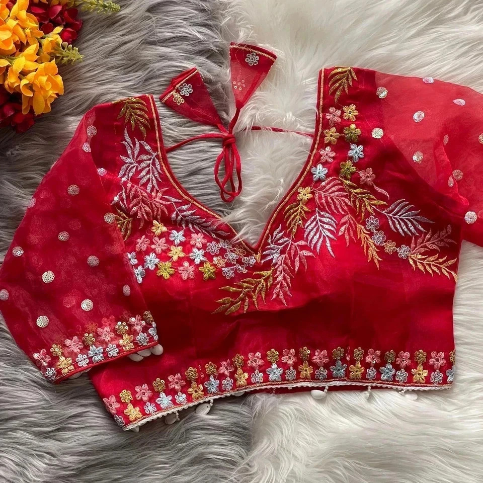 Saree Blouse Readymade Designer Sari Choli Indian Party Wear Bollywood Dress