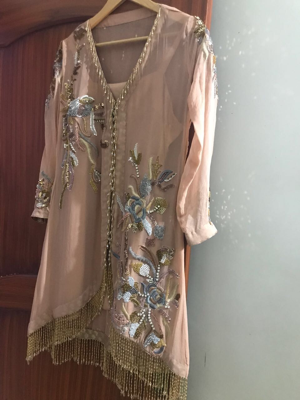 PARTY WEAR MULTI EMBROIDERY GREEN GOLD RED ANARKALI SALWAR KAMEEZ S/M/L/XL