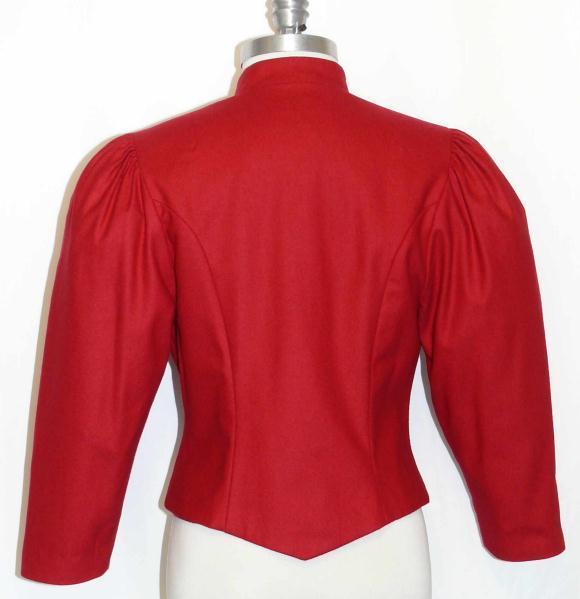 RED WOOL JACKET German Fitted Swing Dirndl Suit 36 4 XS B35″