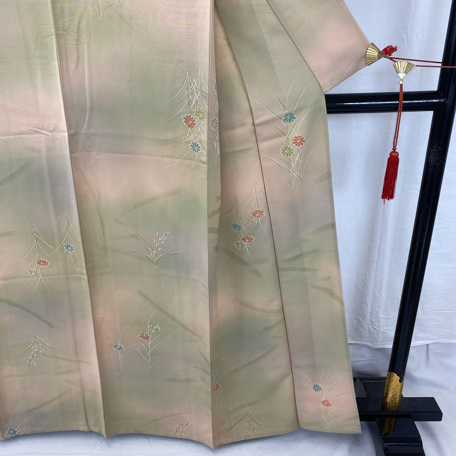 Japanese Vintage Kimono Polyester Brown No Lining Traditional Length 61 in