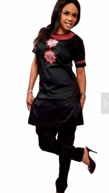 African Wear Womens Embroidered Caftan & Pants Set,Short Sleeve Dashiki 10,12,16