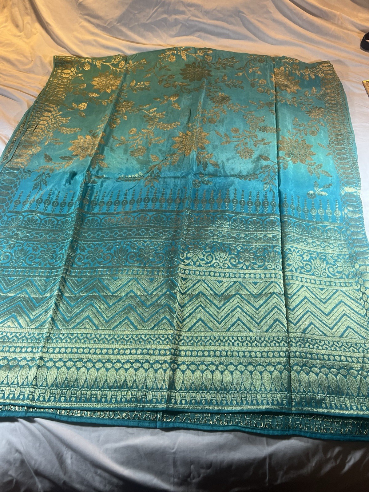 Women Tunic Kurti M Indian Pakistani Salwar Kameez Pearl Top & Wrap Turquoise