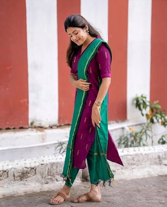 Women’s Rayon Viscose Printed Straight Kurta with Pant and Dupatta