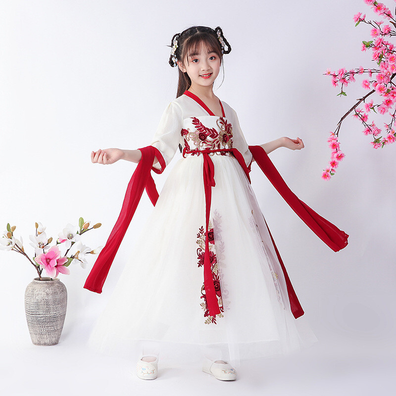 Tang Suit Dress Gauze Costume Girls Children’s Chinese Ancient Style Hanfu Dress