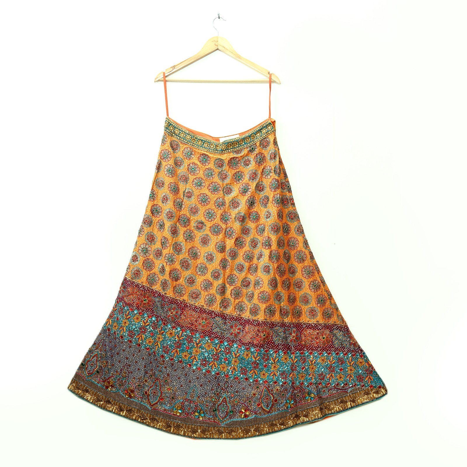 Indian Heavy Chanderi Silk Hand Embroidered Designer Skirt By Manish Malhotra