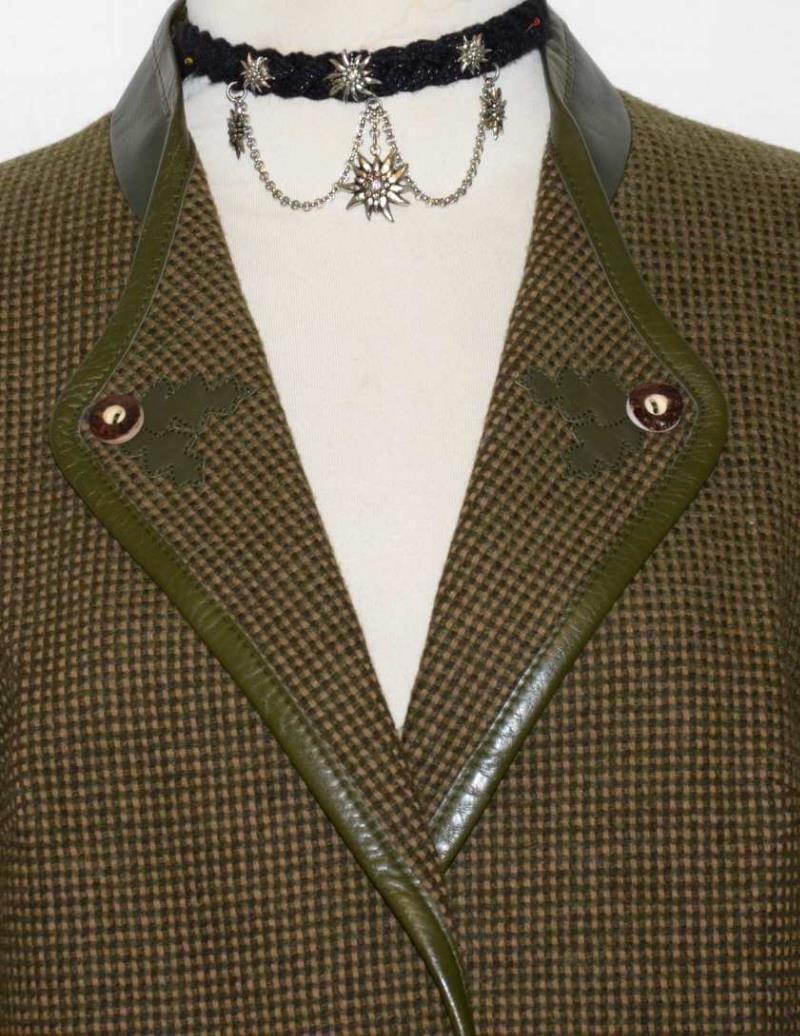 BROWN GREEN Plaid ~ BOILED WOOL GERMAN Hunting Riding Jumping Over Coat JACKET M