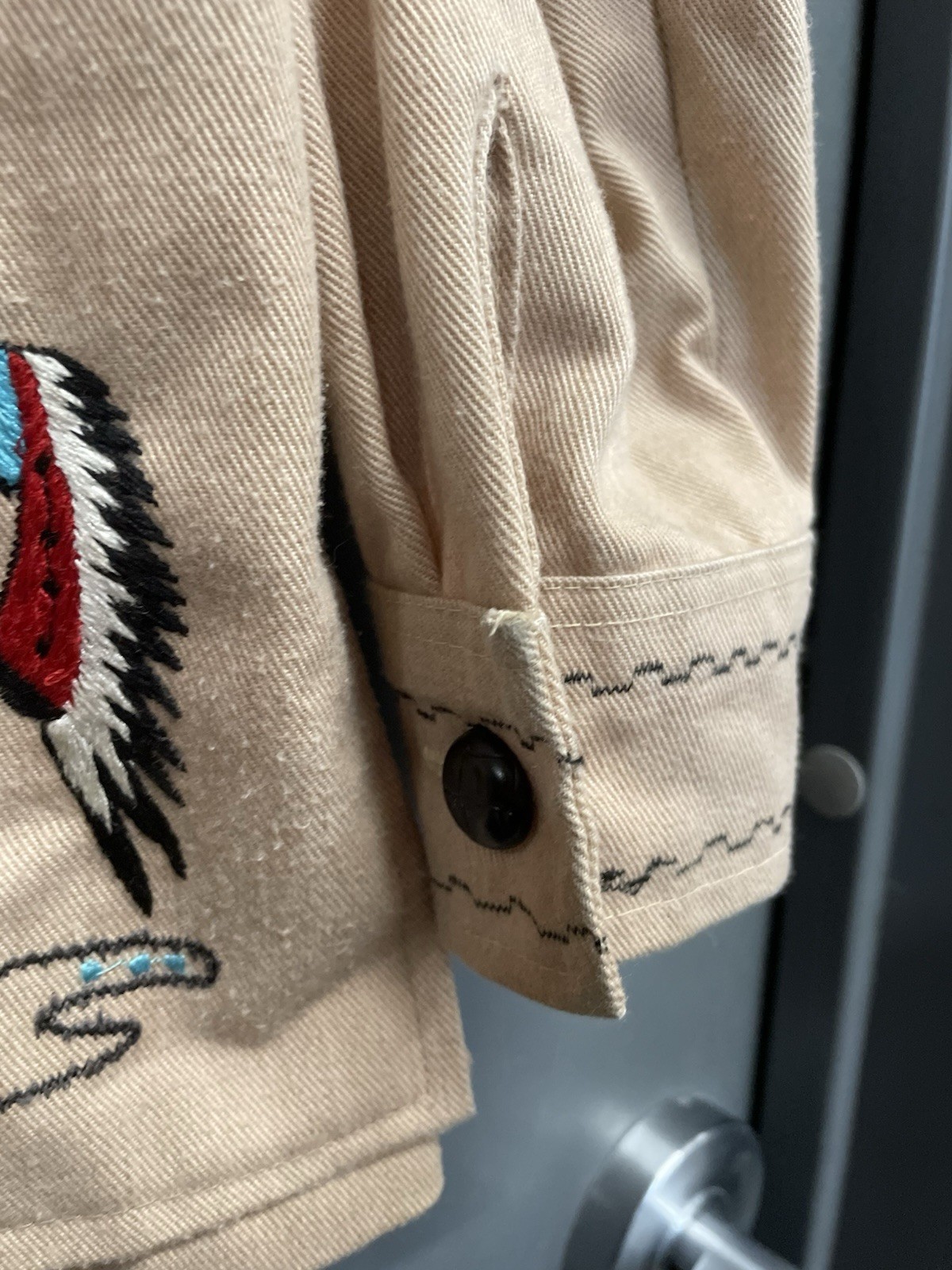 Custom Made Embroidered Native American Dance Figures & Phoenix Tan Jacket