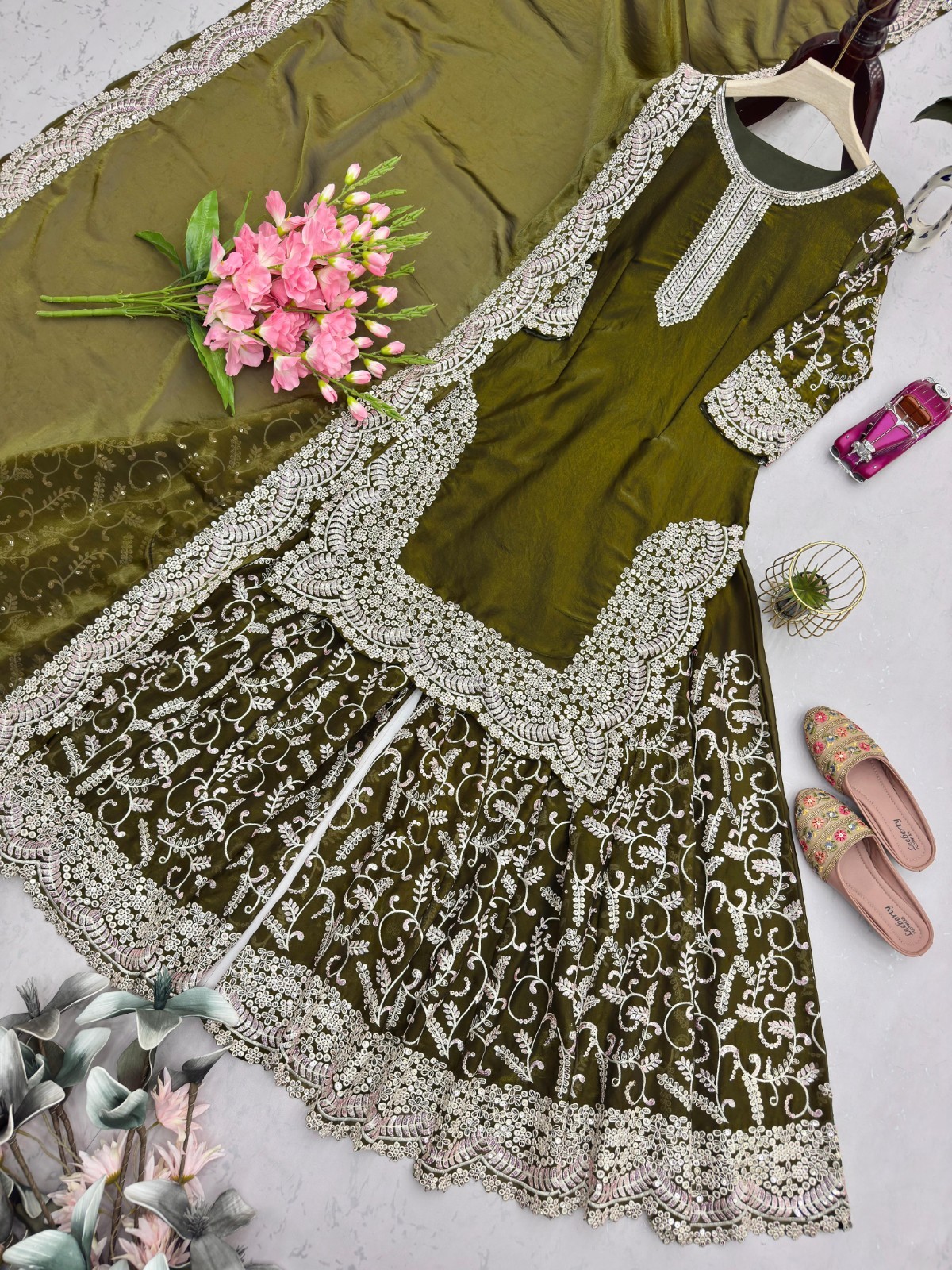 SHARARA PLAZOO SUIT PARTY WEAR PAKISTANI WEDDING SALWAR KAMEEZ PALAZOO SUIT