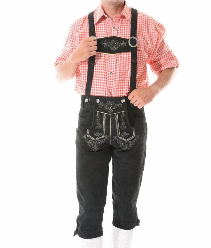 NEW Authentic Bavarian Oktoberfest Lederhosen BLACK FOREST GERMAN Size 30 Mens